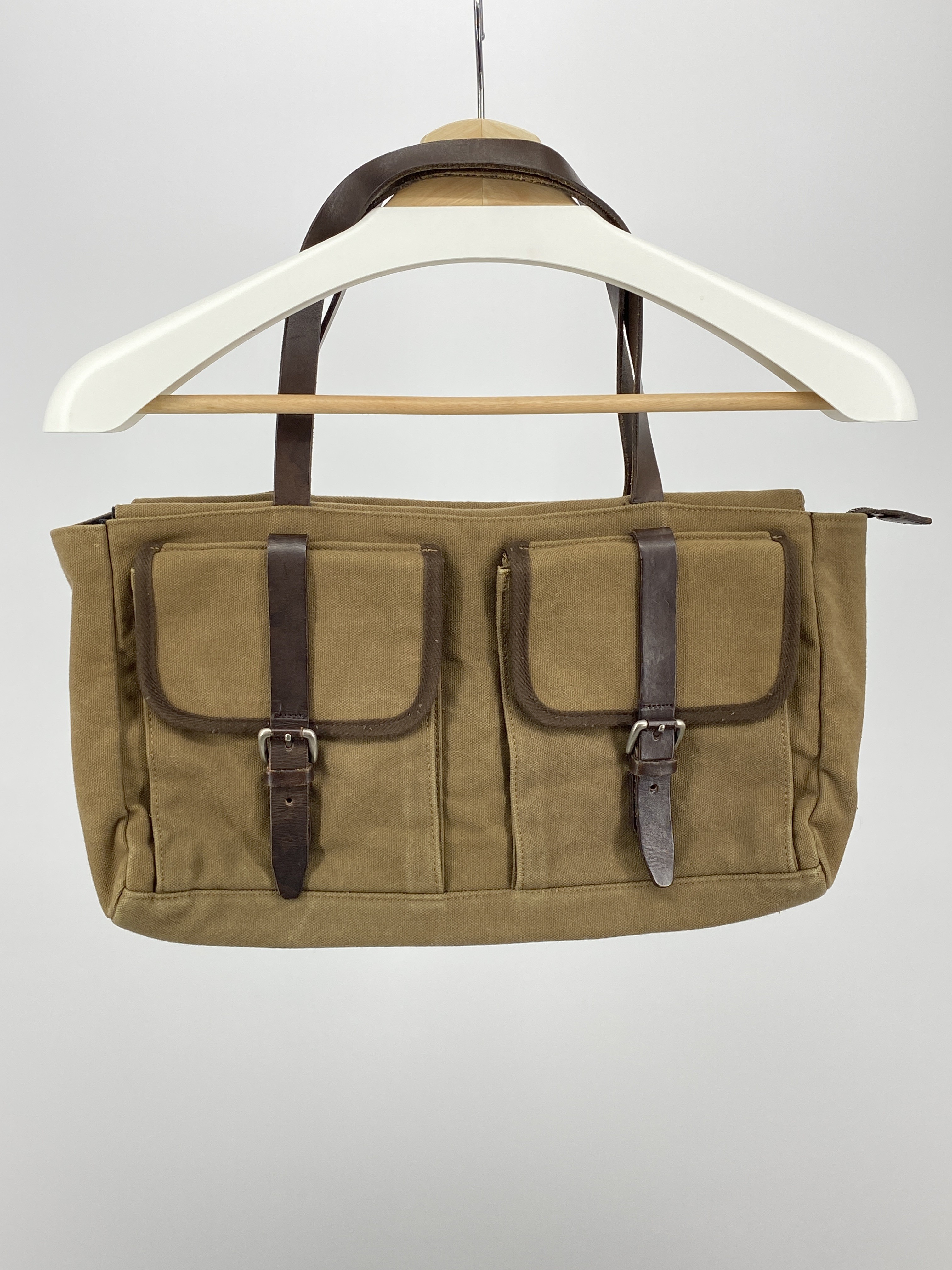 Canvas Leather Satchel Bag - 1