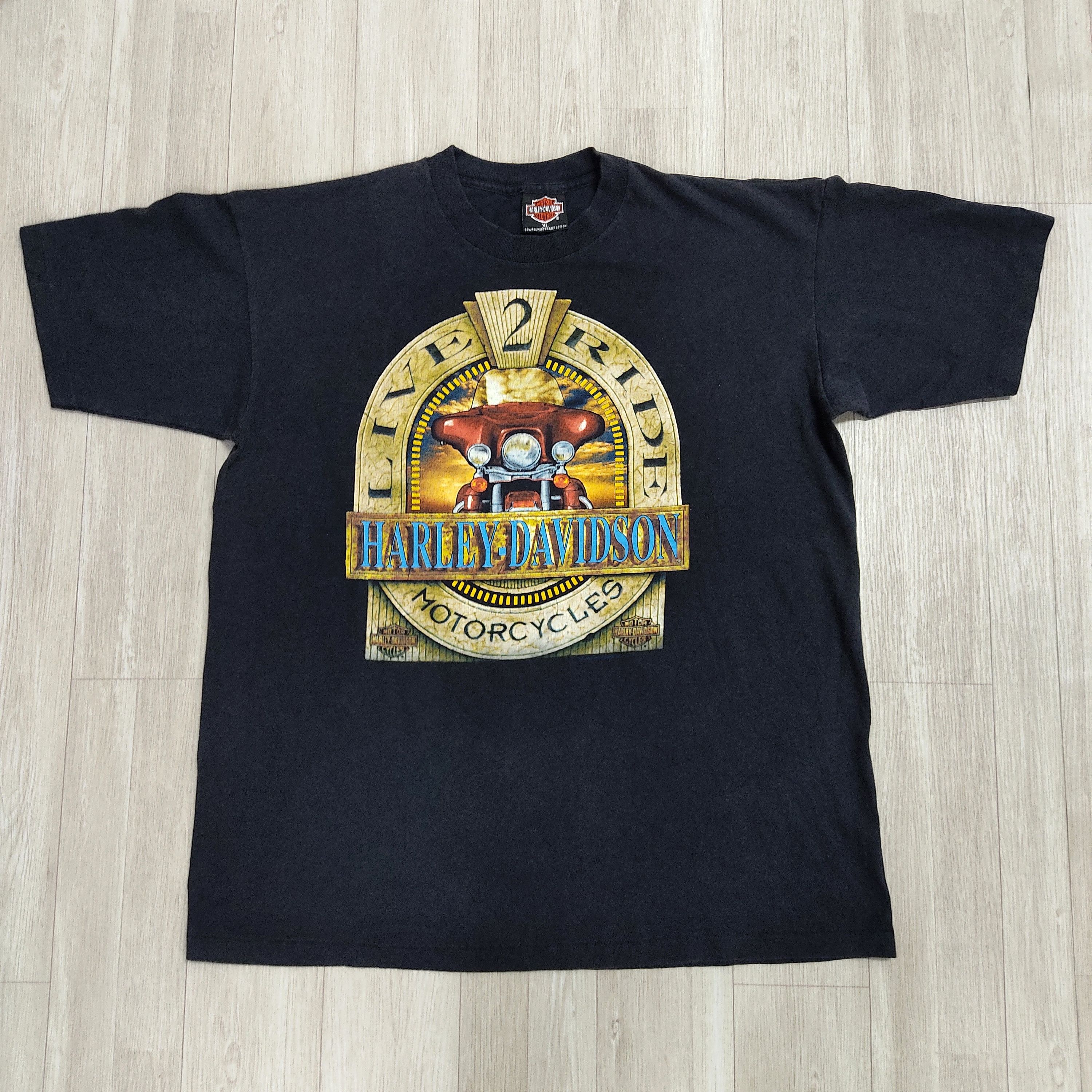 Vintage 90s HARLEY DAVIDSON 'Live 2 Ride' Holoubek T-shirt - 3