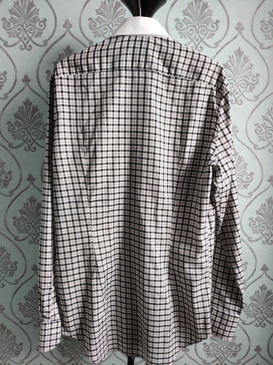 Patrick Hellmann Collection - NEW ! Collar pin & bar plaid shirt.Like Comme des Garcons - 3