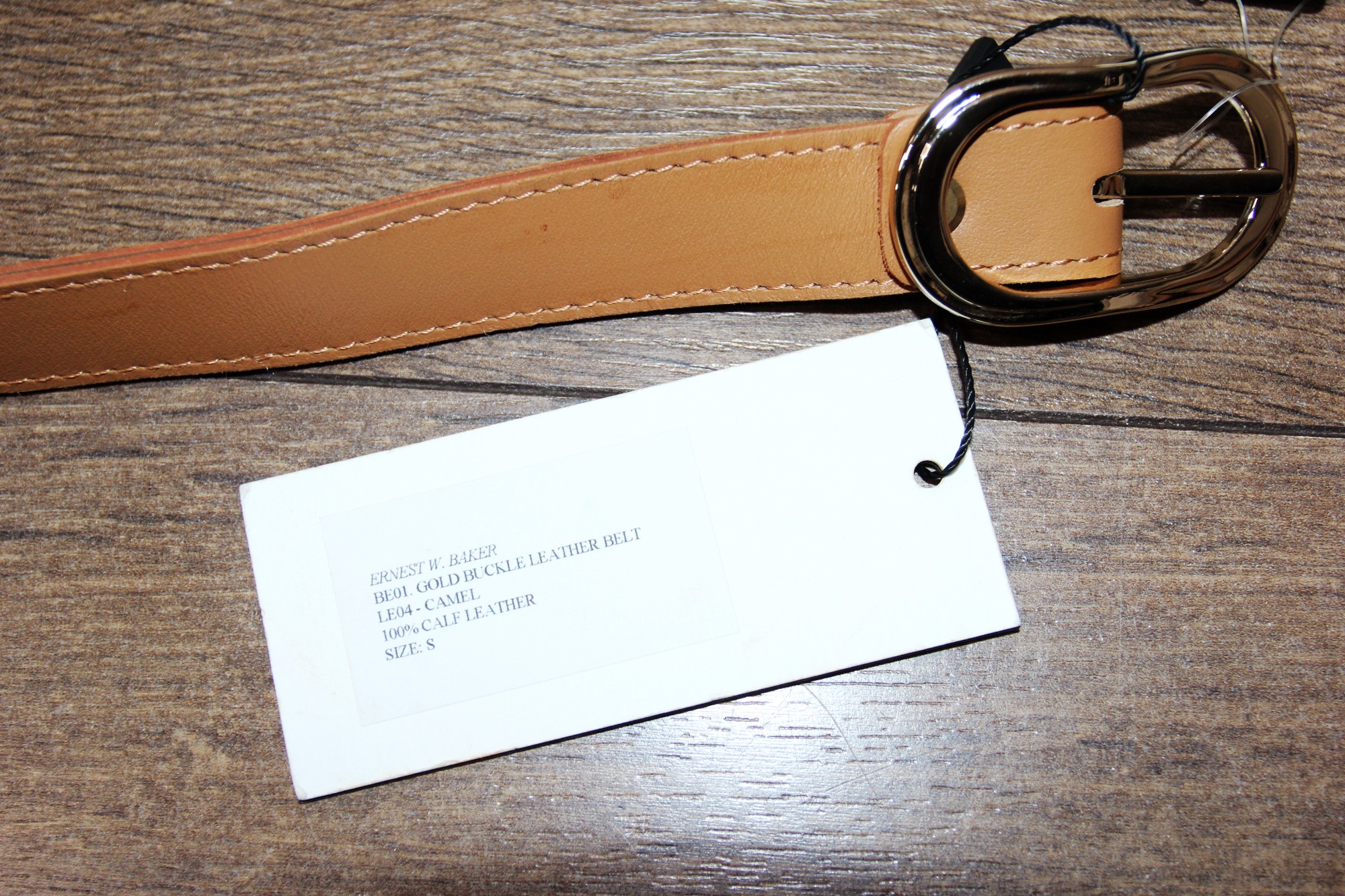 BNWT SS23 ERNEST W. BAKER GOLD BUCKLE LEATHER BELT S - 2