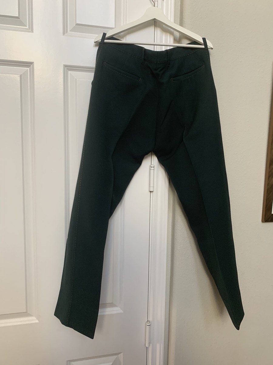 Deep emerald green wool/silk pleated trousers 52 - 4
