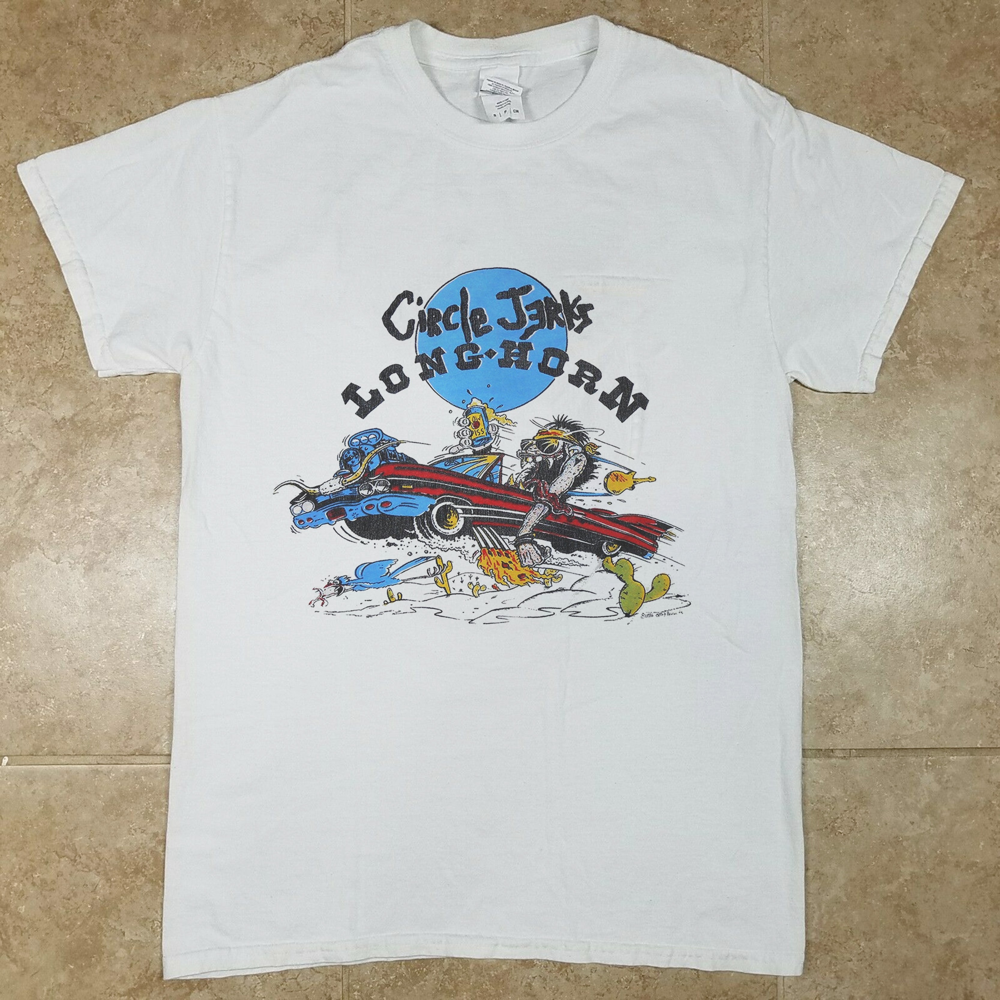 Circle Jerks Longhorn White Tee Shirt Vtg Style - 1