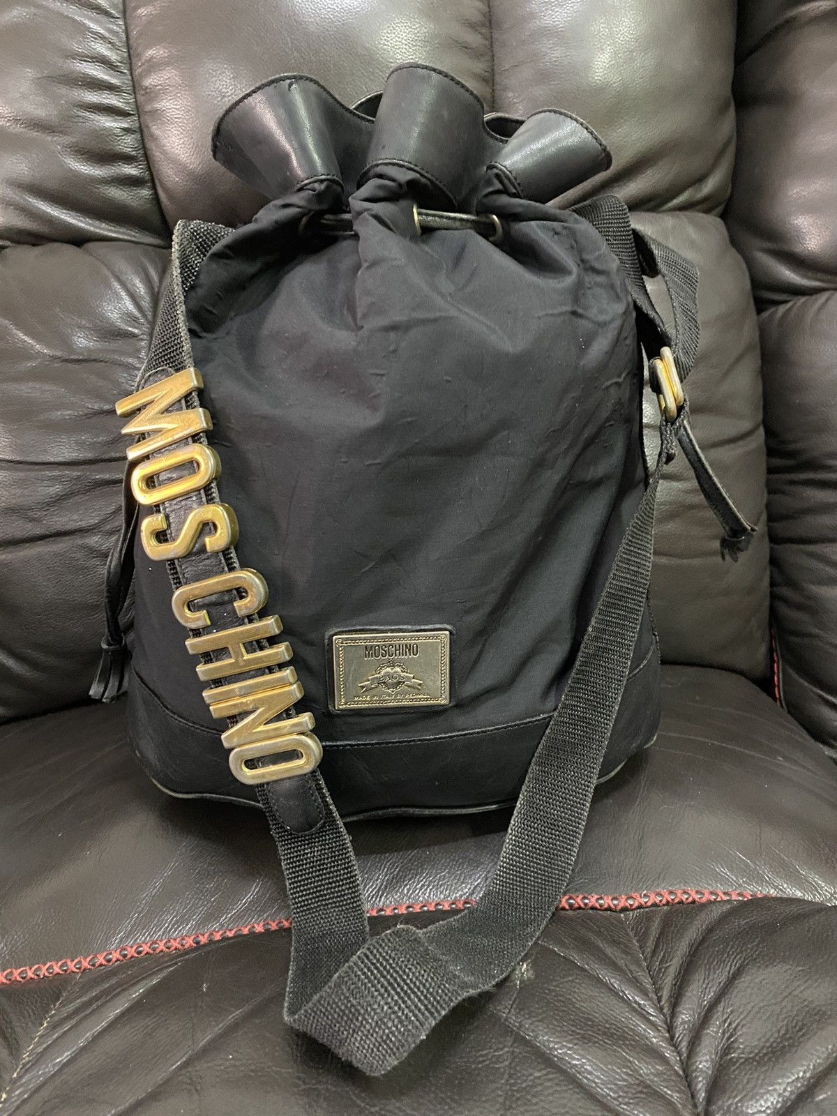 Authentic Moschino Bucket Nyalon Shoulder Bag - 2