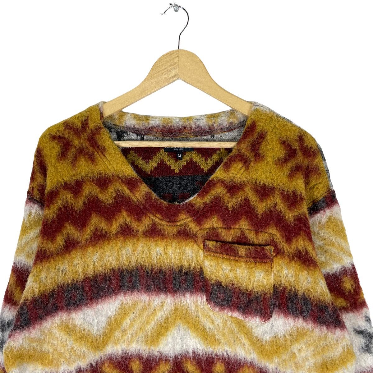 🌟ENGINEERED GARMENTS MOHAIR SINGLE POCKET V NECK SWEATER - 2