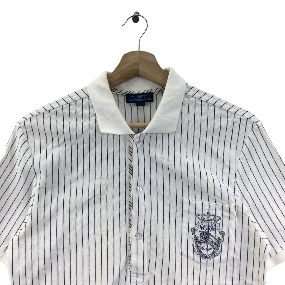 Vtg BURBERRY LONDON PRORSUM Blue Label Polo Tee Striped - 2