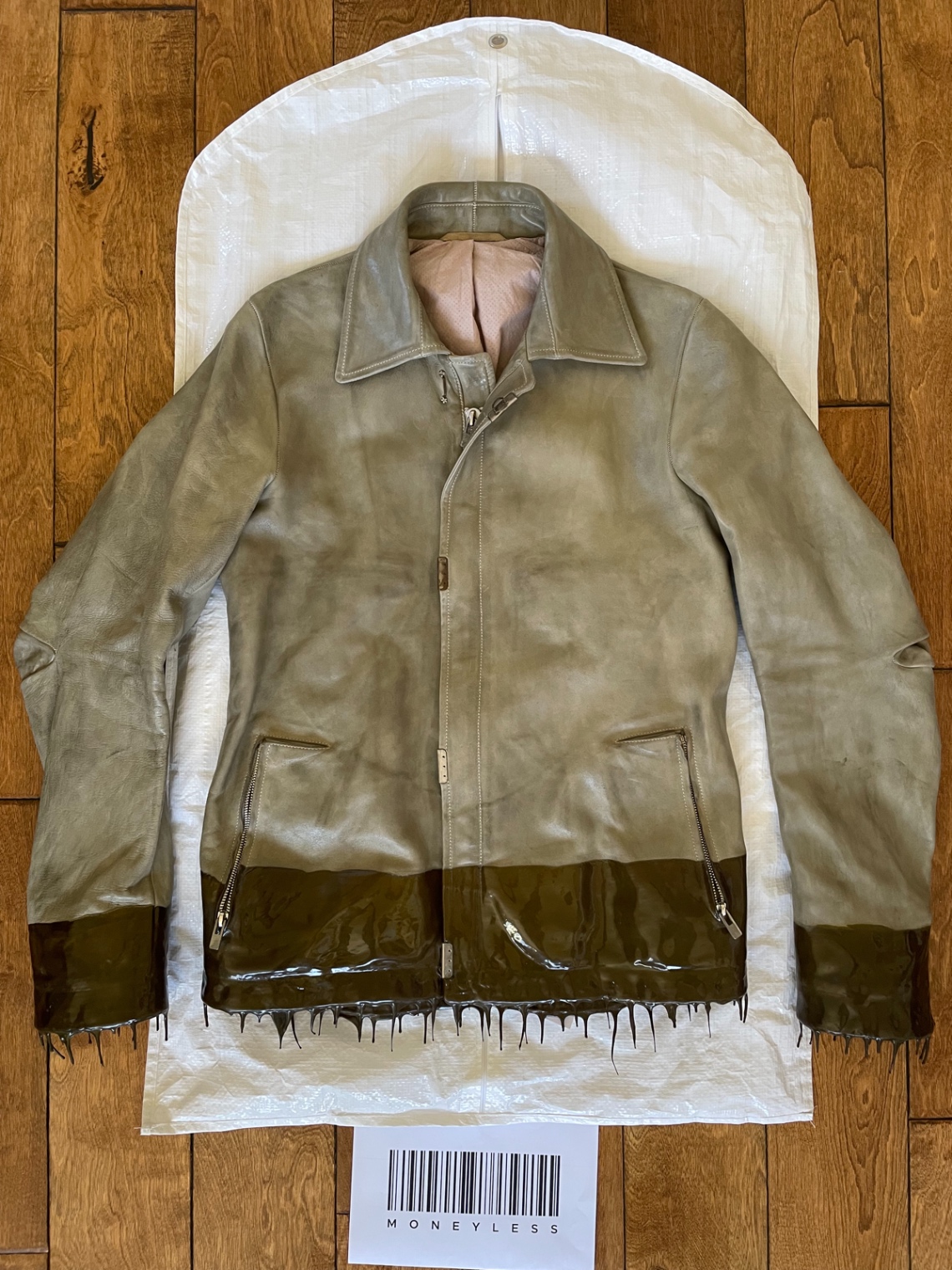 LM/2498R O.D. LINED SCARSTITCHED DRIP RUBBER LEATHER JACKET - 2