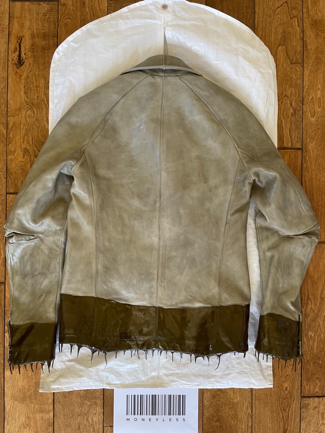 LM/2498R O.D. LINED SCARSTITCHED DRIP RUBBER LEATHER JACKET - 3