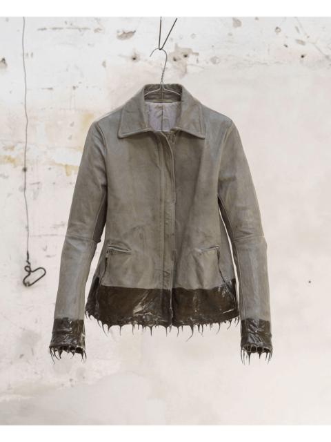 LM/2498R O.D. LINED SCARSTITCHED DRIP RUBBER LEATHER JACKET