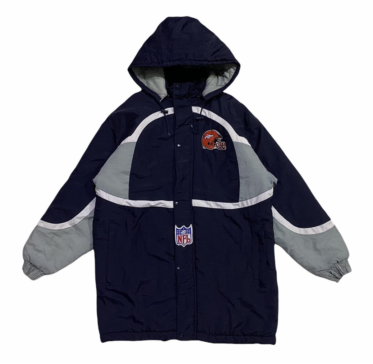 Nfl - Broncos Detachable Hoodie Quilted Nylon Long Jacket - 2