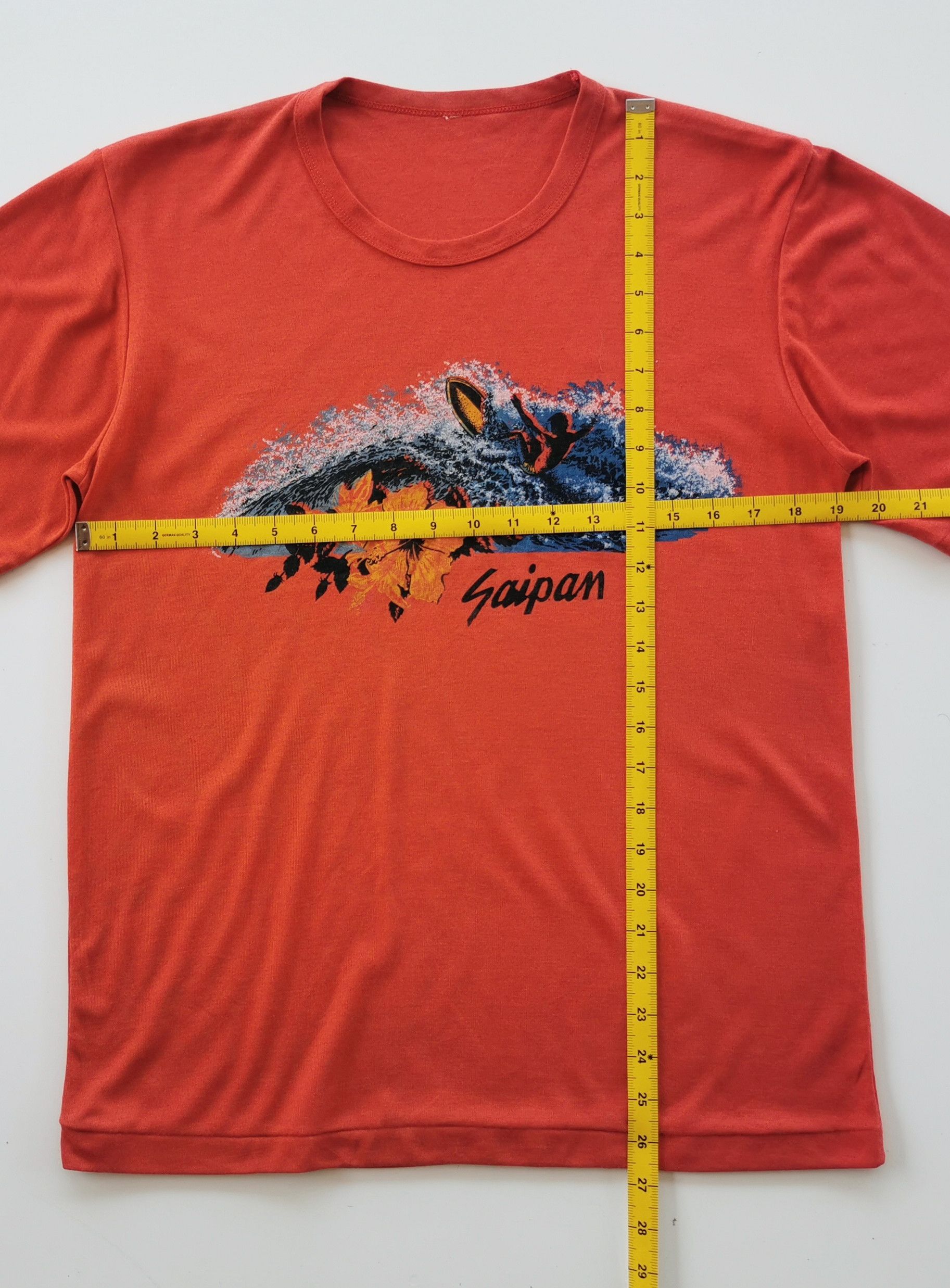 80s Vintage Surfing Saipan Hawaii Surf Tshirt Orange - 5