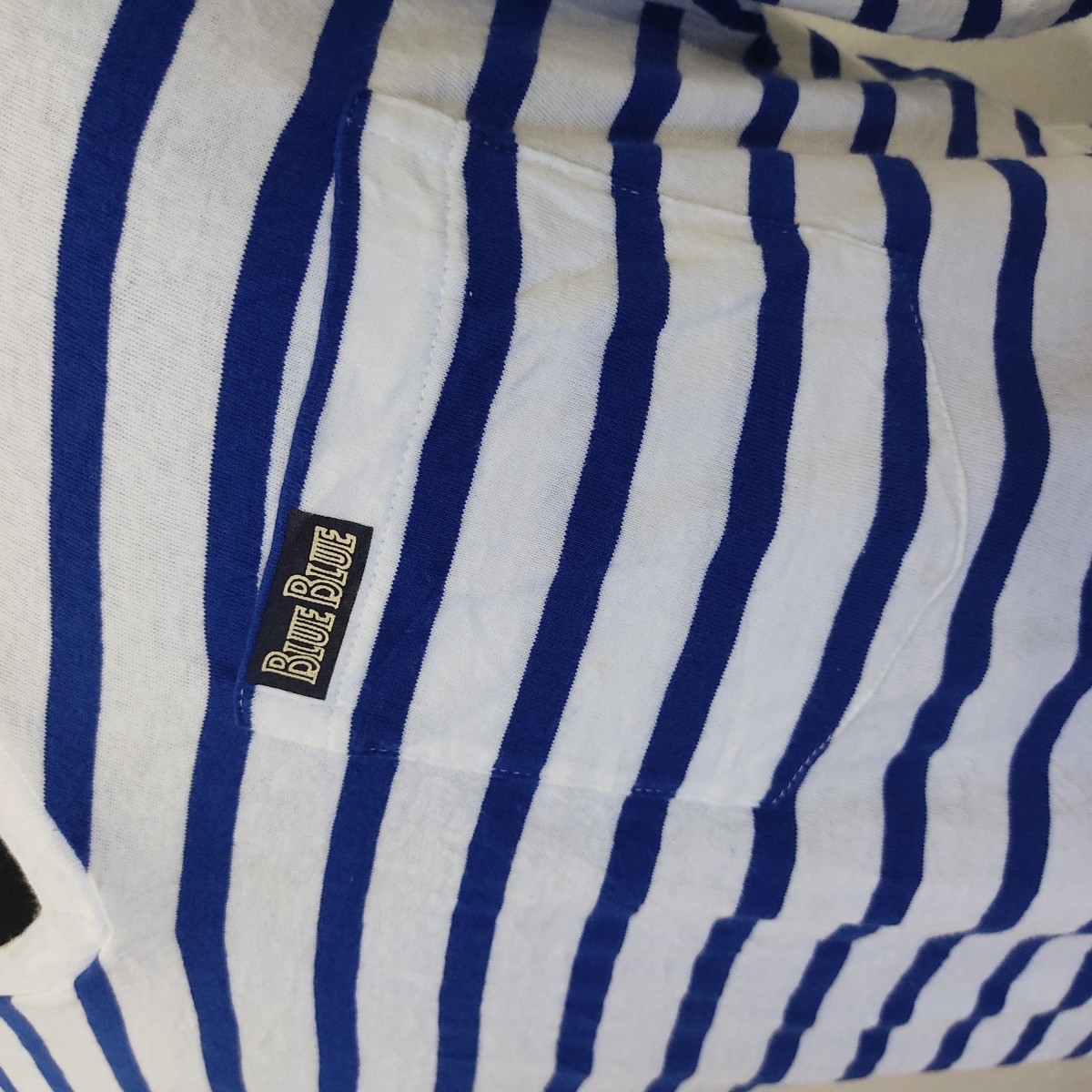 BLUE BLUE Japan Single Pocket Stripes Mens T-Shirt - 3