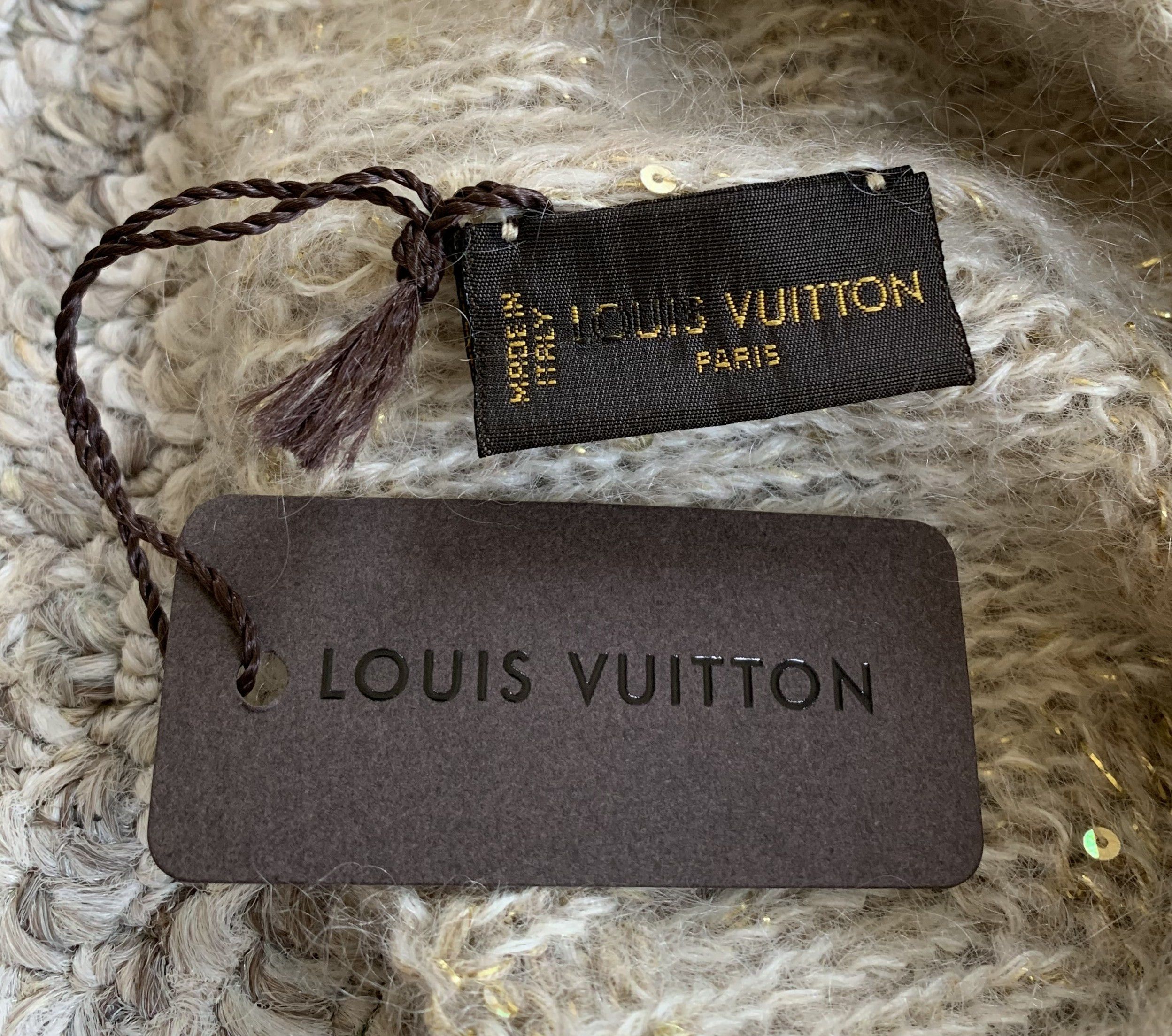 NEW Louis Vuitton Beige Monogram Mohair Glitter Beanie - 3