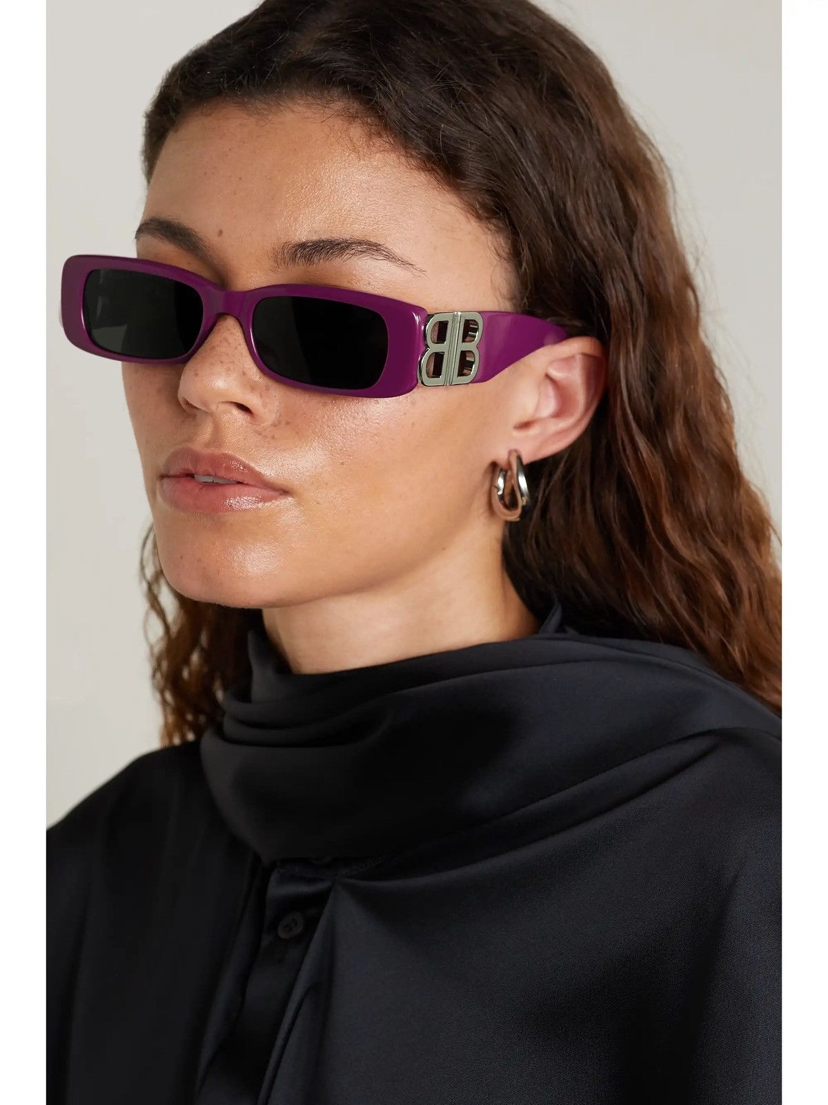 NEW BALENCIAGA BB0096S 016 SQUARE FUCHSIA WOMEN SUNGLASSES - 2