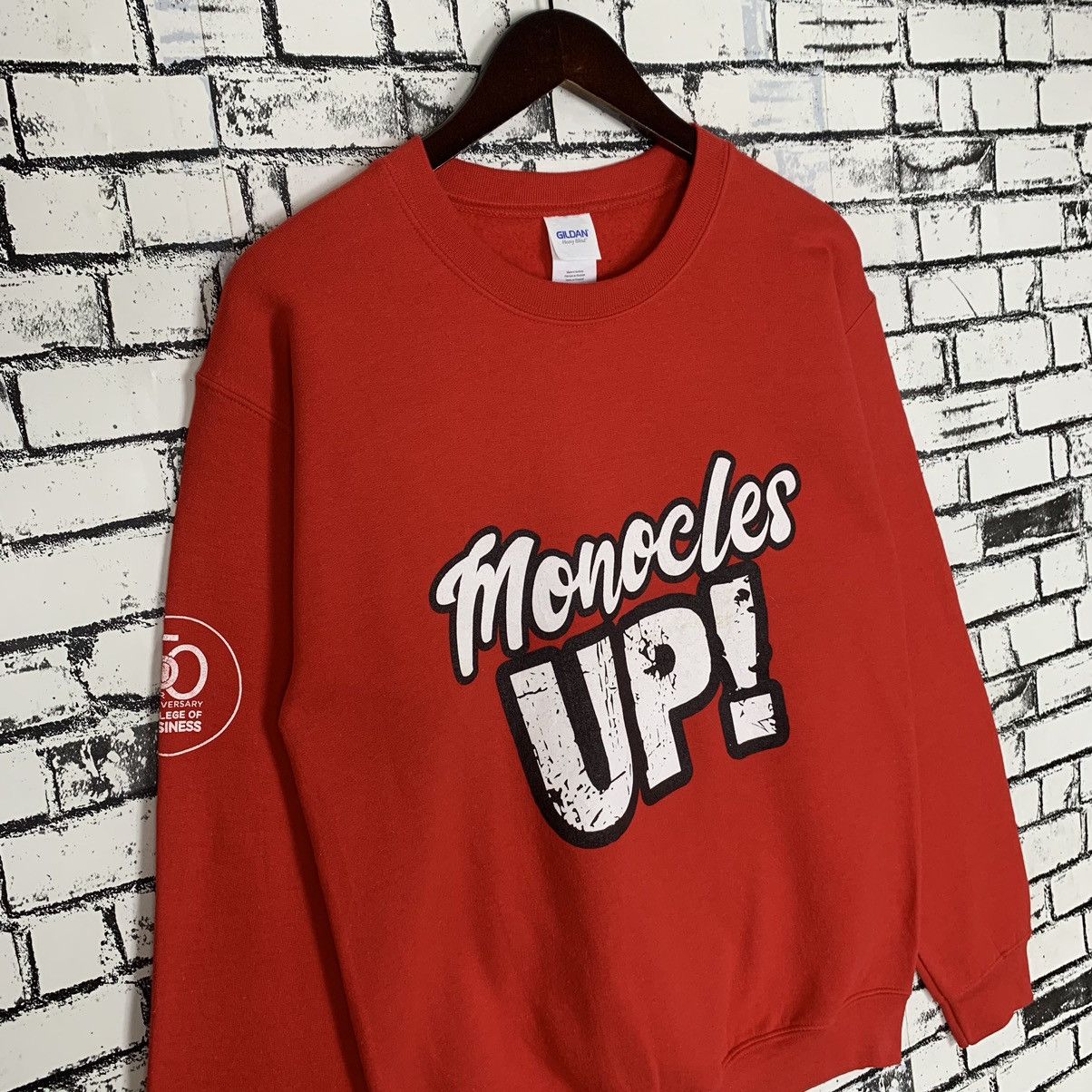 Vintage - Monocles Up University College Business Sweatshirt Crewneck - 5