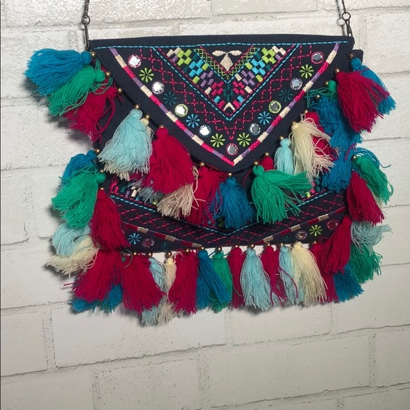 America & Beyond Boho Embroidered Tassel Crossbody - 4