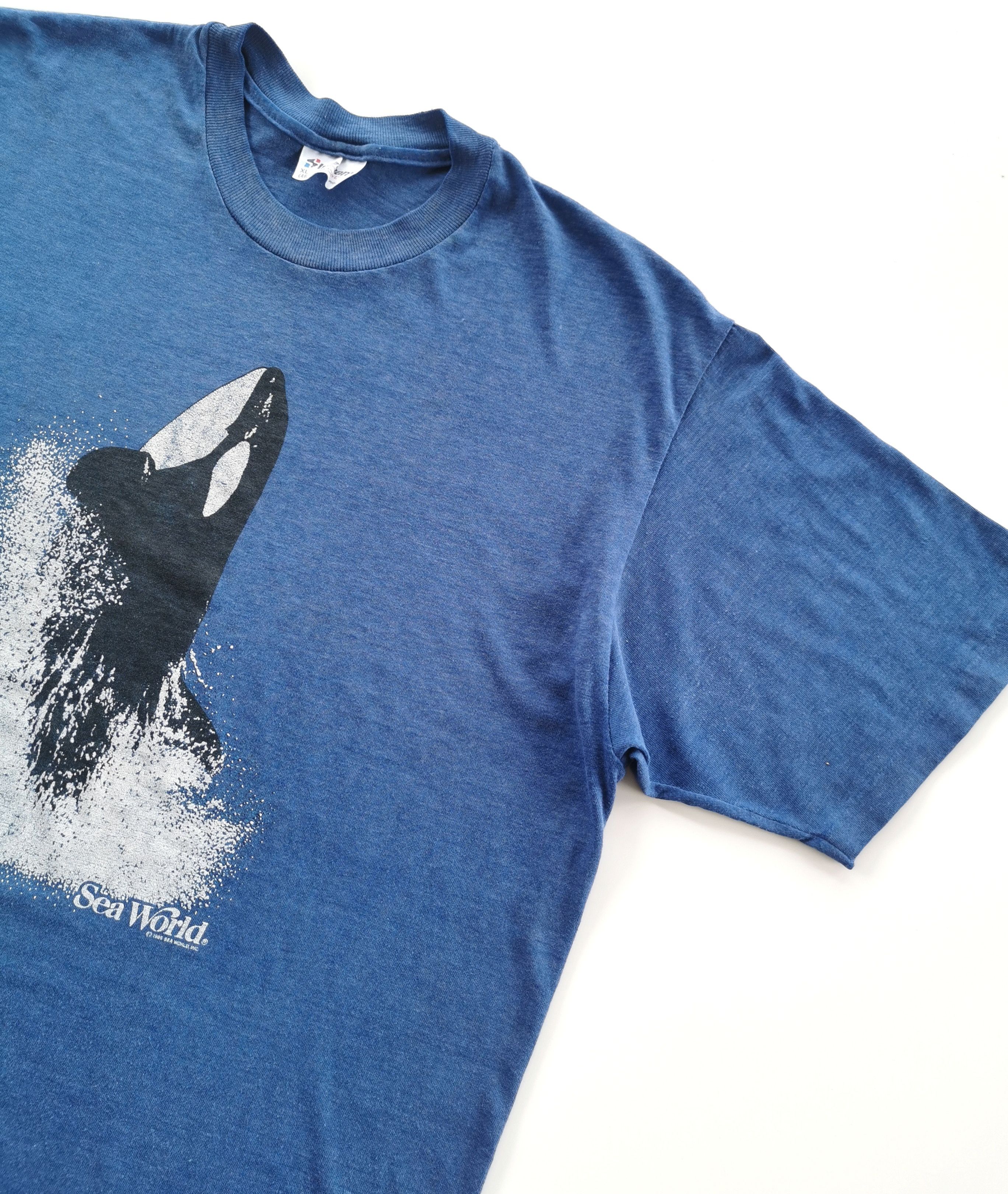 1985 Vintage Sea World Orca Whales Tees Stedman Tag - 4