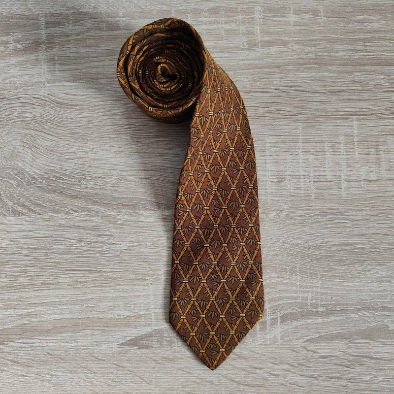 Hermes Paris Silk Tie 7296 EA Trees Brown - 1