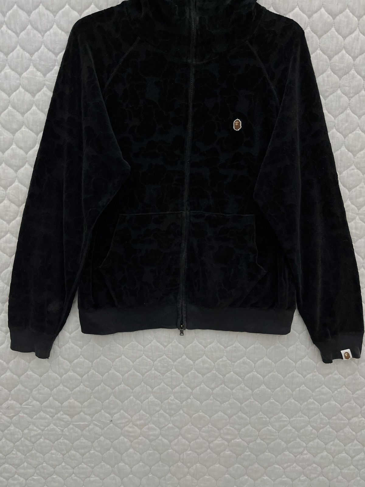 Solid Camo Velour Full Zip Hoodie - 5