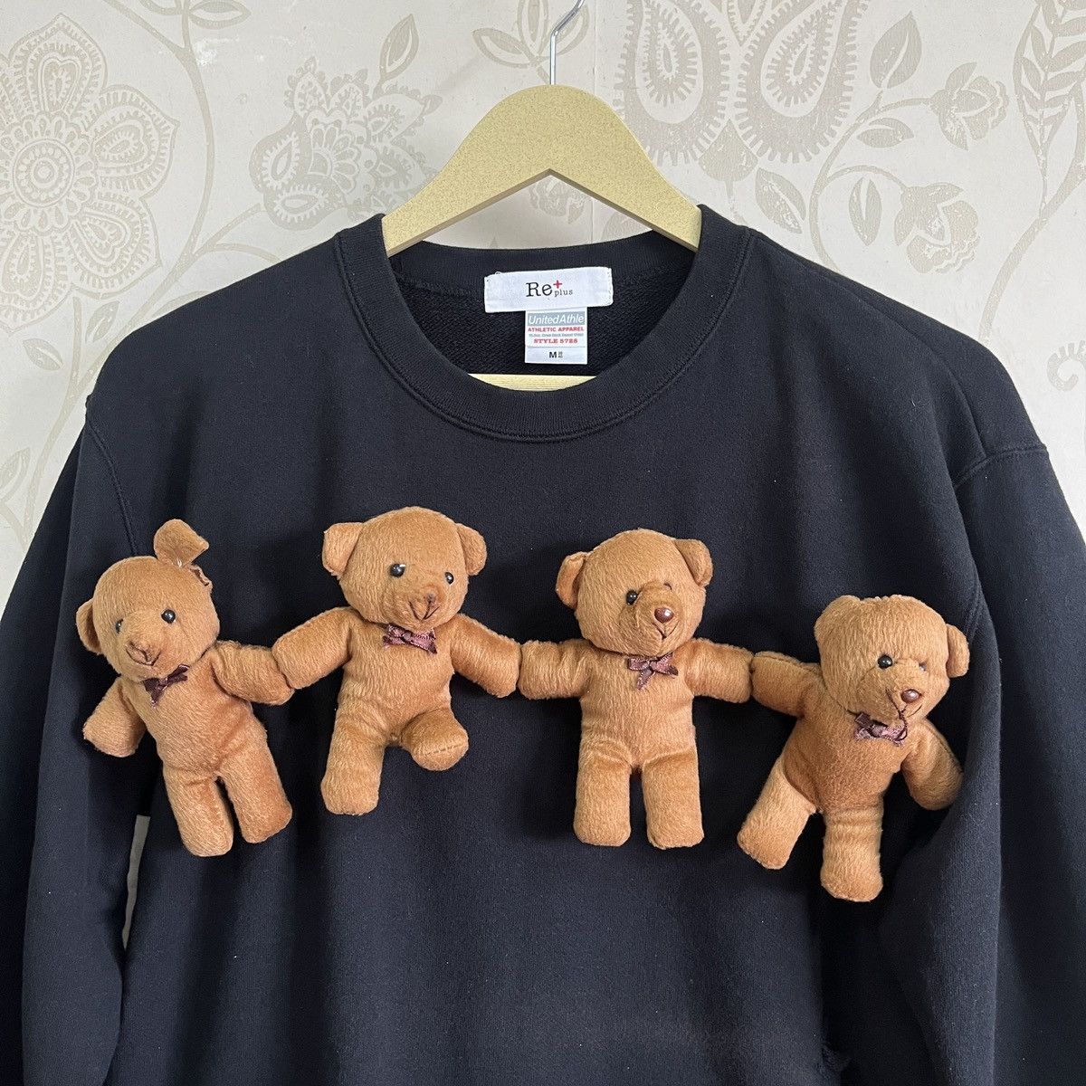 Designer - Rare Mini Teddy Bear Distressed Black Crewneck Sweater - 18