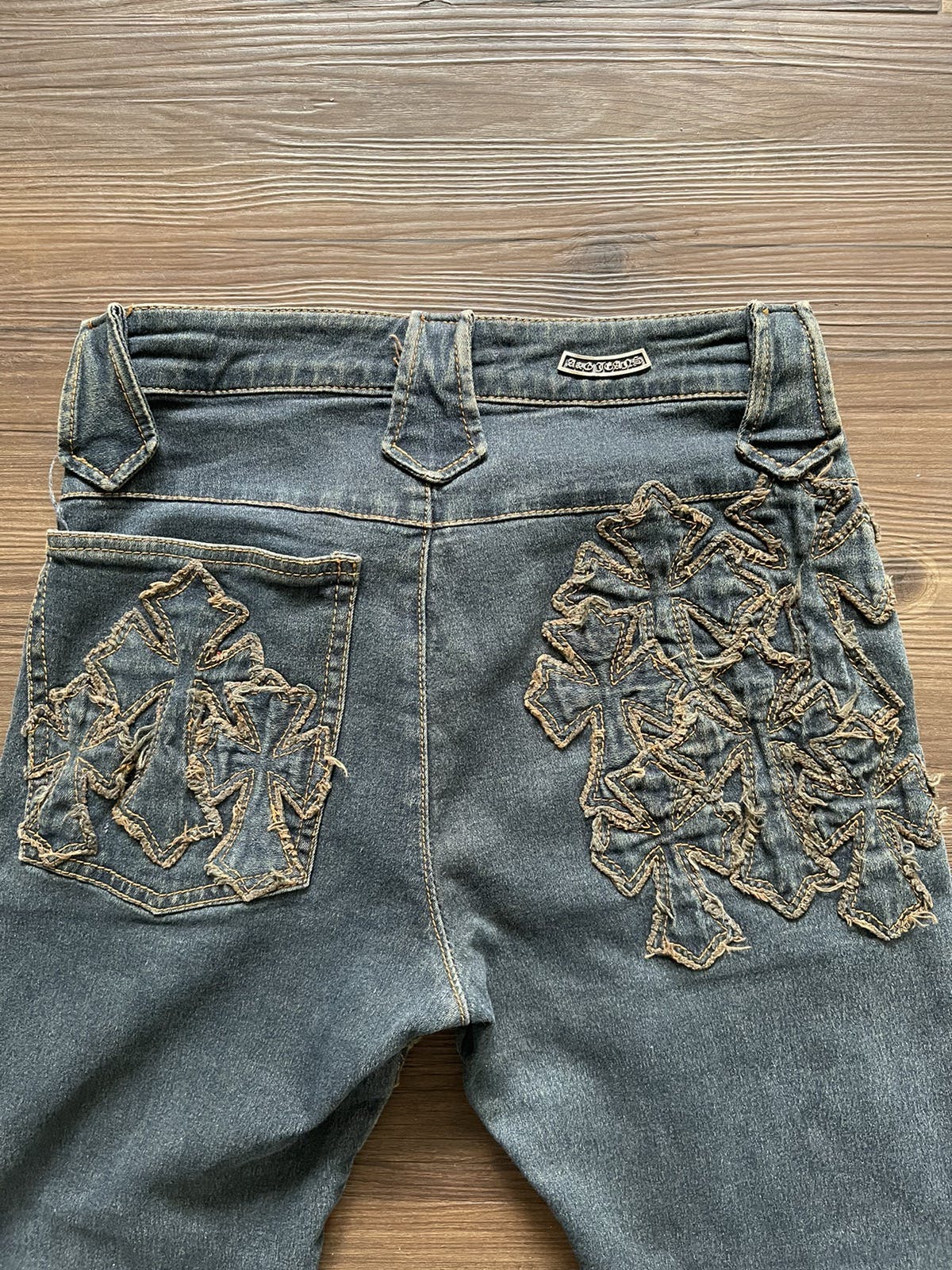 Vintage - Fleur Knee Cross Patch Bootcut Flare Pants