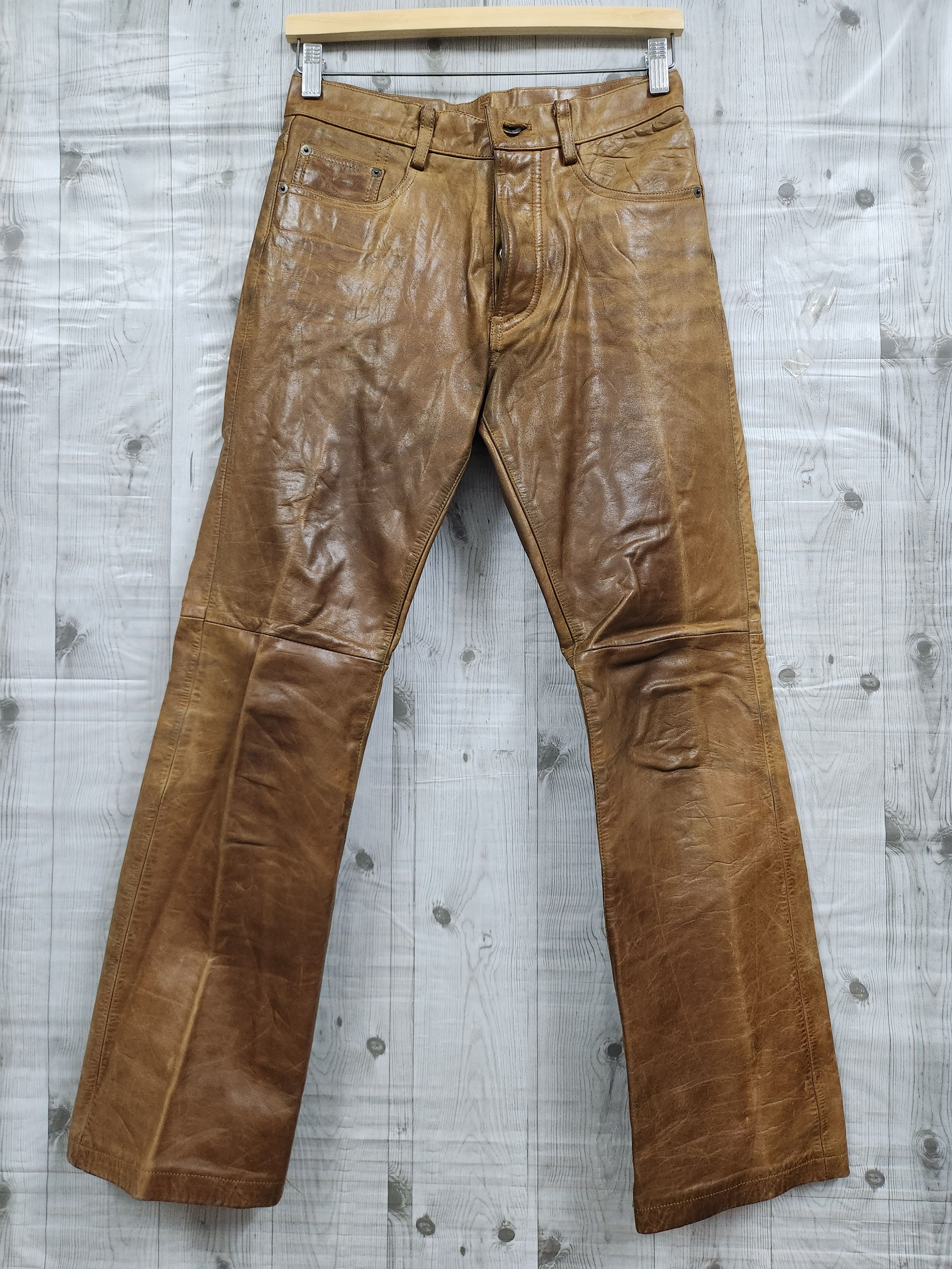Genuine Leather - Vintage 5351 Pour Les Hommes Genuine Cow Leather Pants Japan - 1