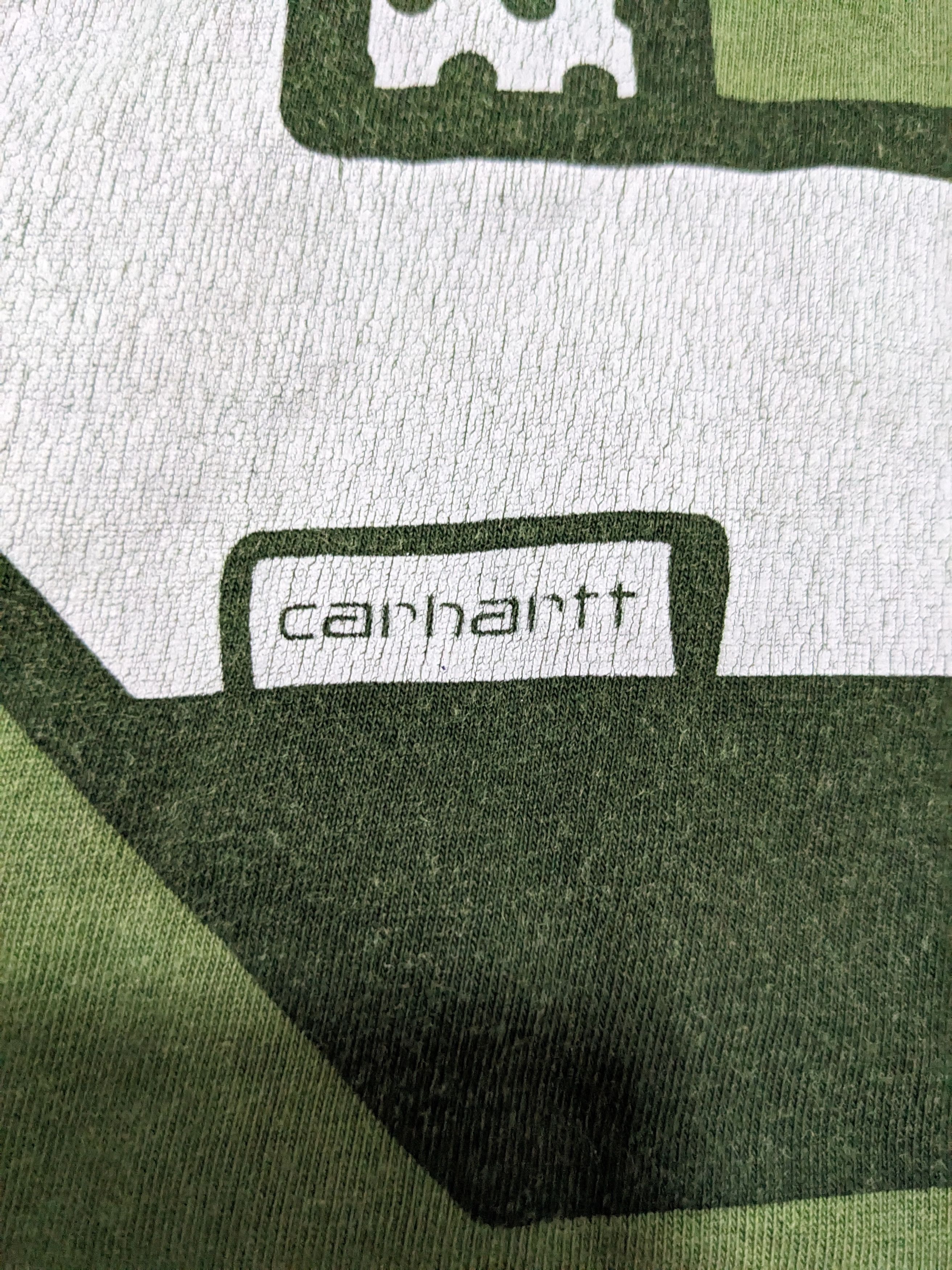 Vintage Sunfaded Carhartt Wip Logo Graphic Green T-Shirt - 4