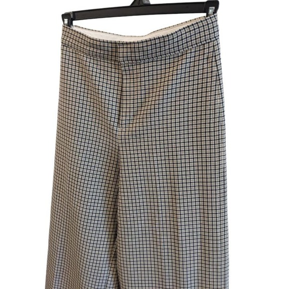 Joie Jeslyn Beige Plaid High Waist Wide Leg Trousers Pants Size 8 - 4