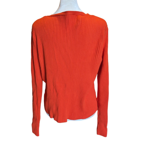 H&M Orange Ribbed Knit Cropped Cardigan XXL - 4