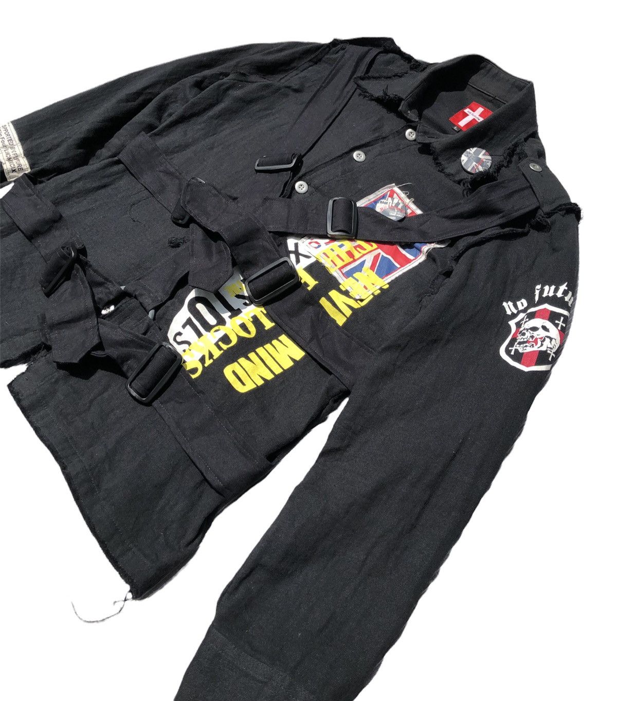 Japanese Brand - No Future x Sex Pistols Bondage Strap Raw Seam Jacket - 2