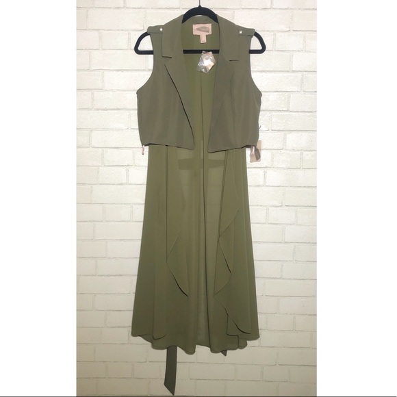 Forever 21 Olive Drapey Longline Belted Vest - 2