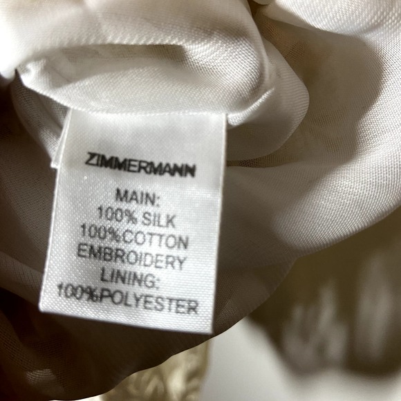 ZIMMERMANN 100% Silk Blouse Floral Lace Sleeveless Tank Ivory White 0 - 4