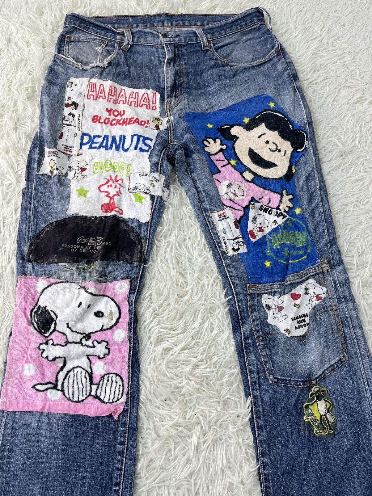 ❌DELETE SOON🔥Vtg Levis Crazy Patchworks Custom Jeans Baggy - 5