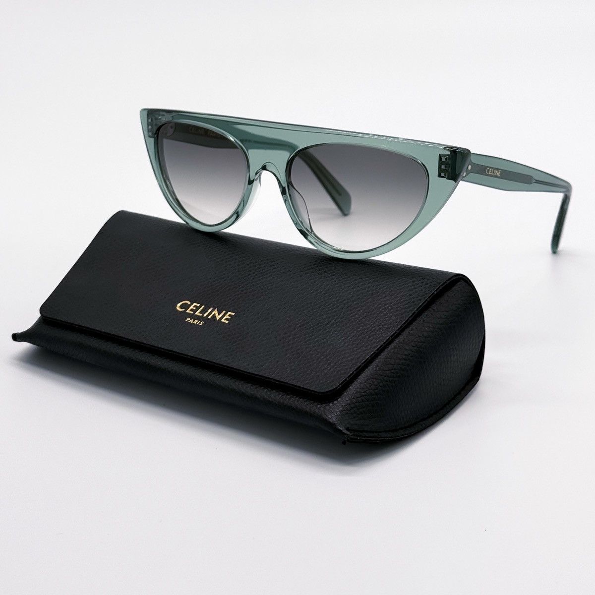 NEW CELINE CL40228I 93B GREEN GREY CAT EYE WOMEN SUNGLASSES - 1