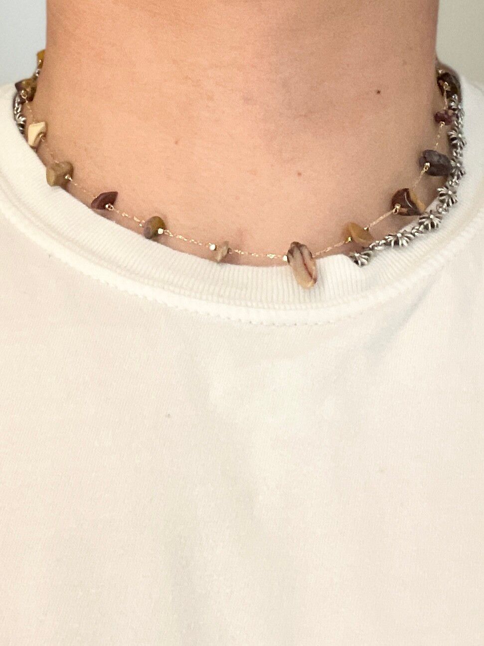 Vintage - STEAL! 2000s Japan Embroidered Stones Necklace - 2