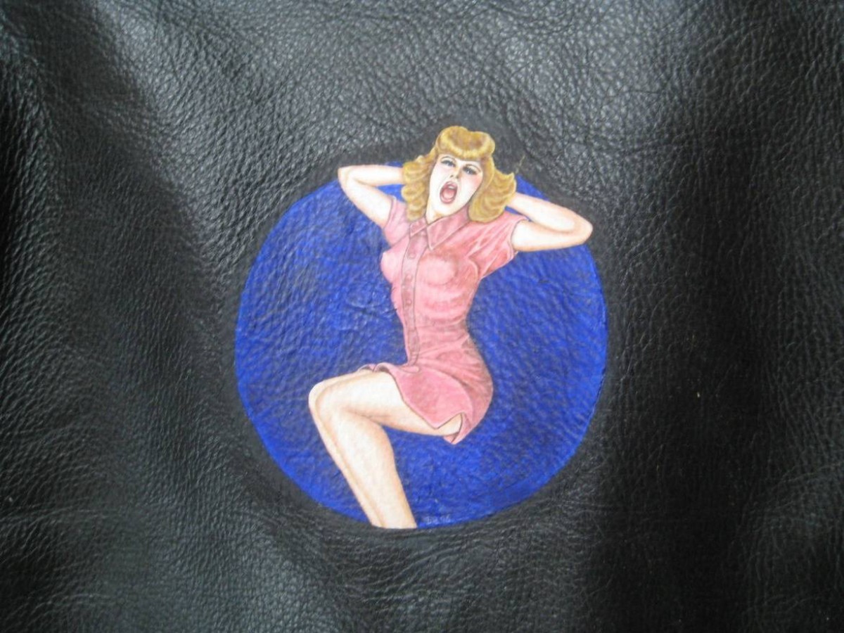 Vintage - Hand Painted Motorcycle Perfecto Biker - 1