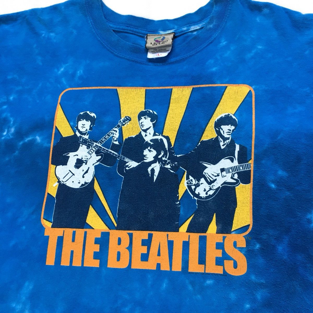 Vintage The Beatles Psychedelic Liquid Blue Tie Dye Tshirt - 1