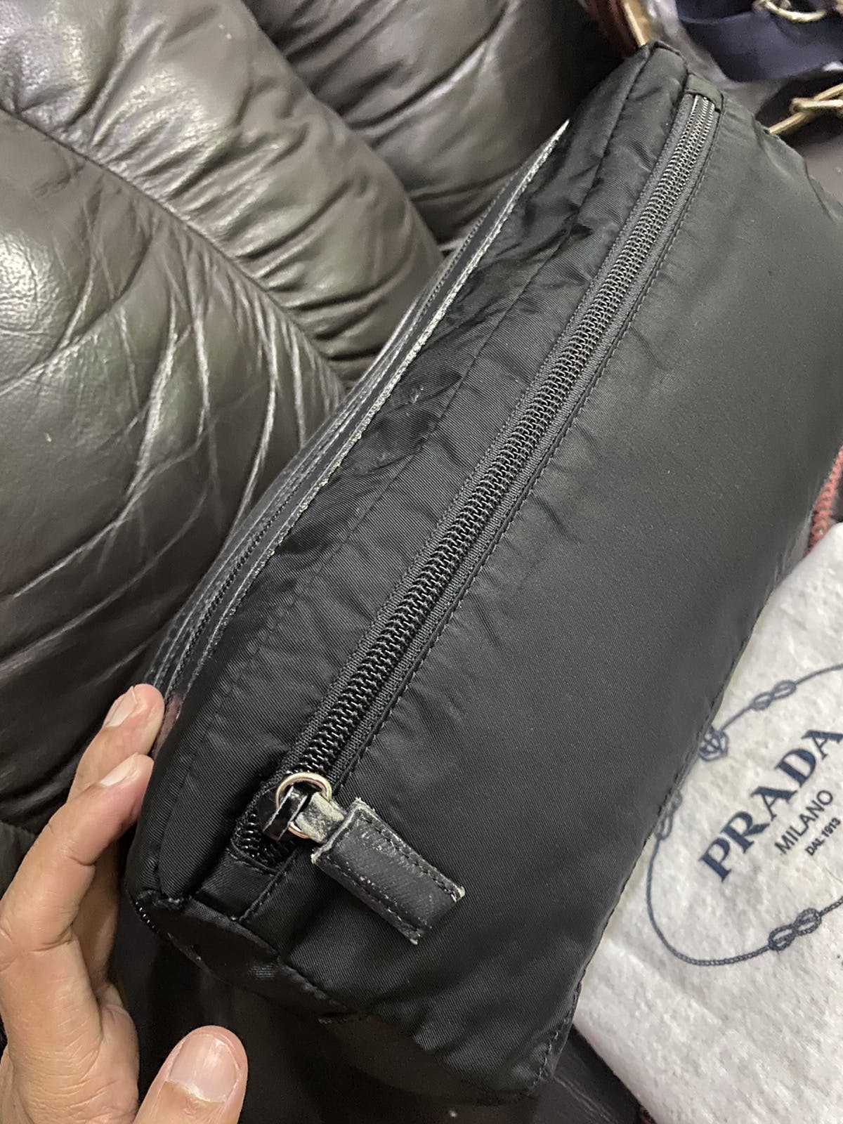 Authentic Prada Tessuto Nyalon Leather Toiletries Clutch Bag - 18