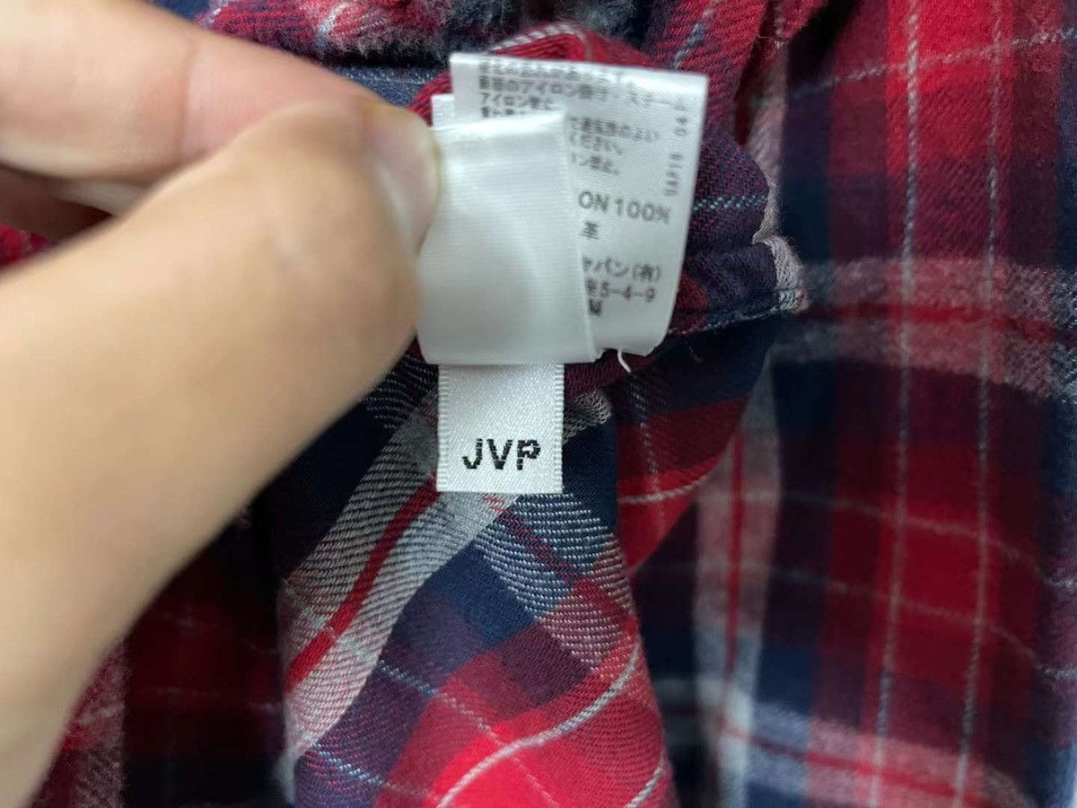 Leather cross patch button up plaid flannel - 4