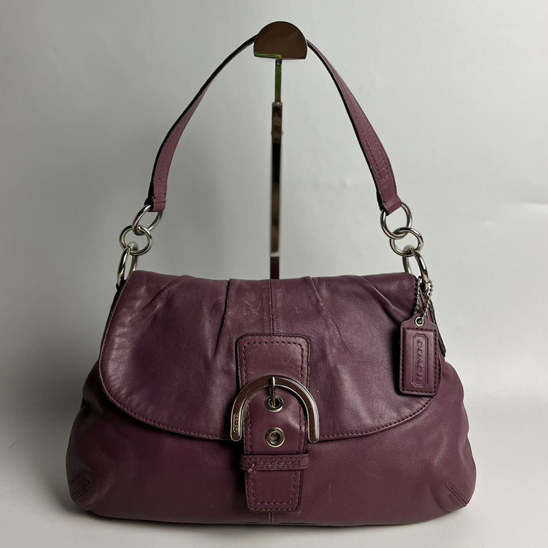 Vintage Coach Soho Buckle Flap - Purple Leather Shoulder Bag - 1
