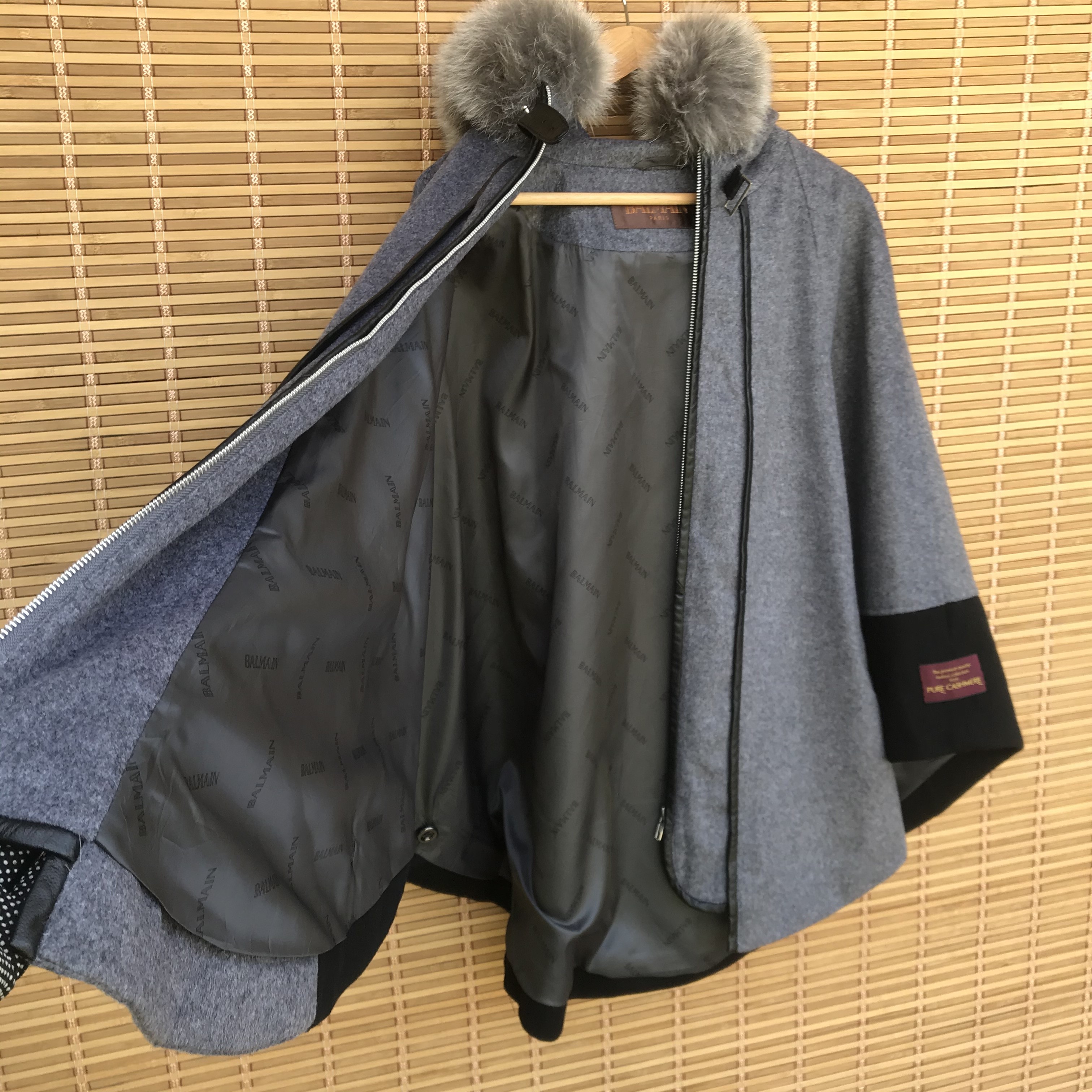 Balmain Cape Cloak Fashion Week Wool fur trimmed - 8