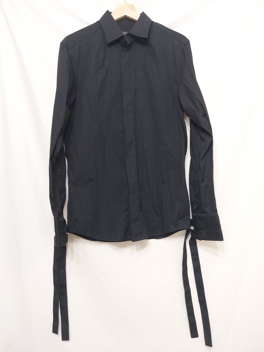 Black Buckle Bondage Strap Harness Sleeve Shirt - 1