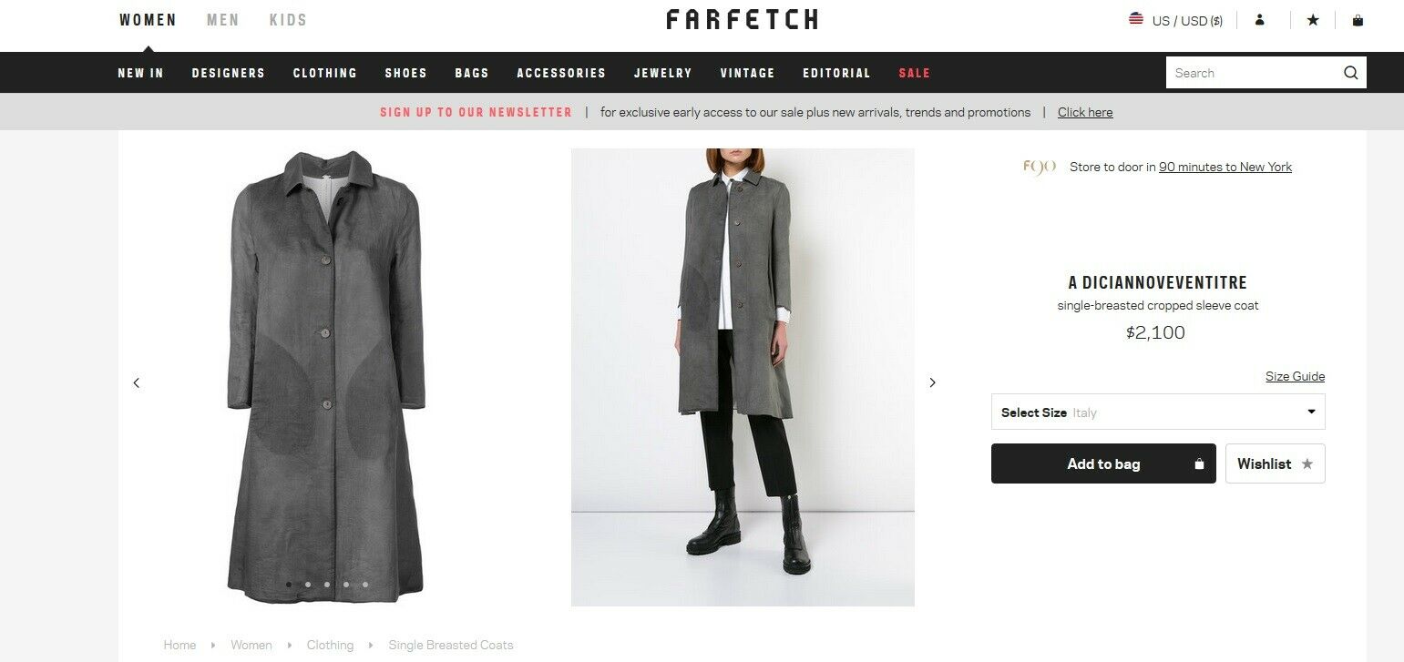 BNWT A1923 Women's Cotton/Silk Grey Coat  - 4