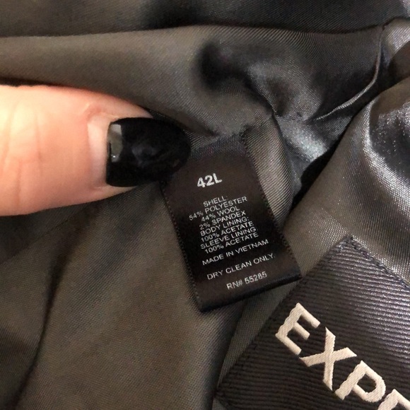 Express 42L Charcoal Wool Suit Jacket - 7