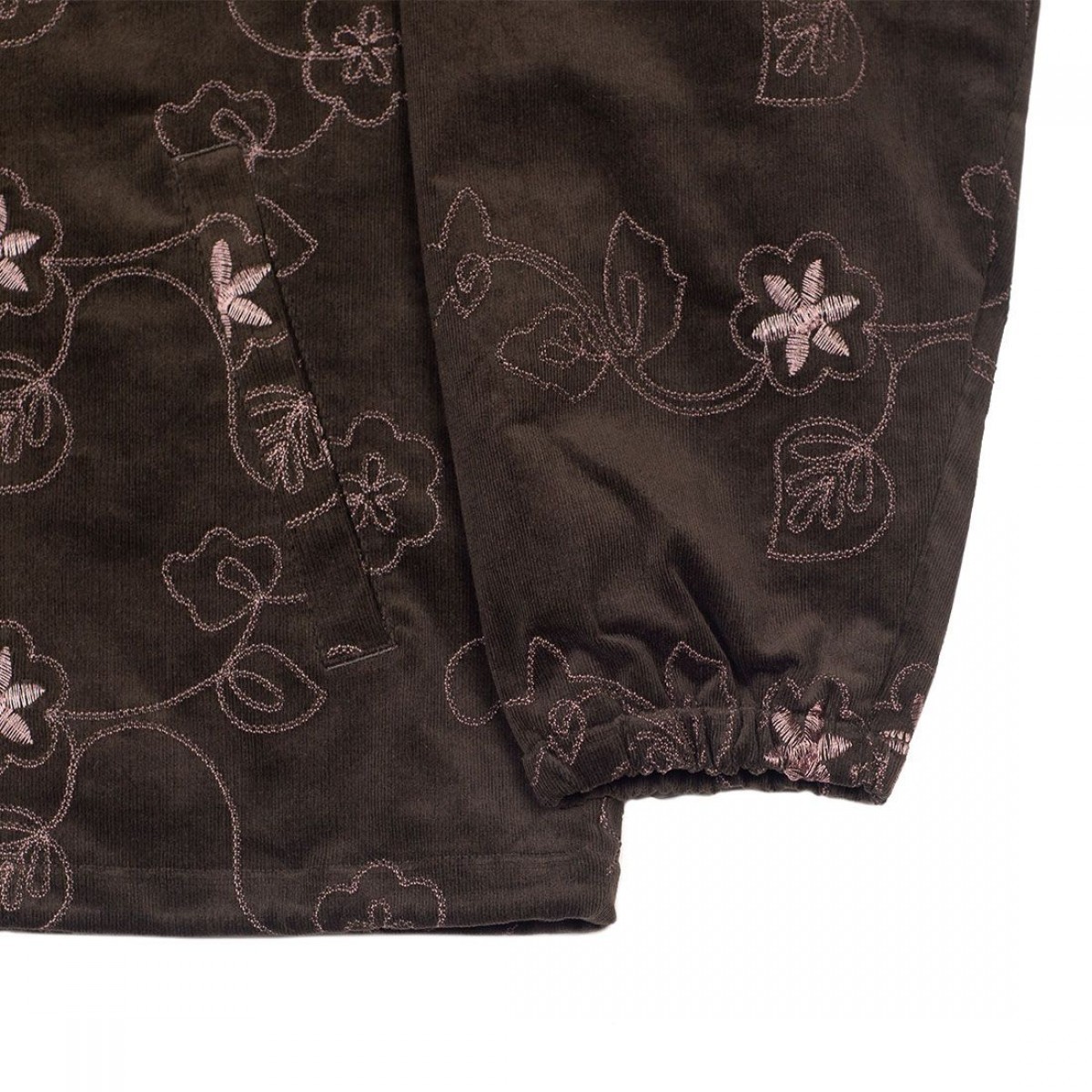 Niche - floral flower corduroy embroidery jacket brown L - 3