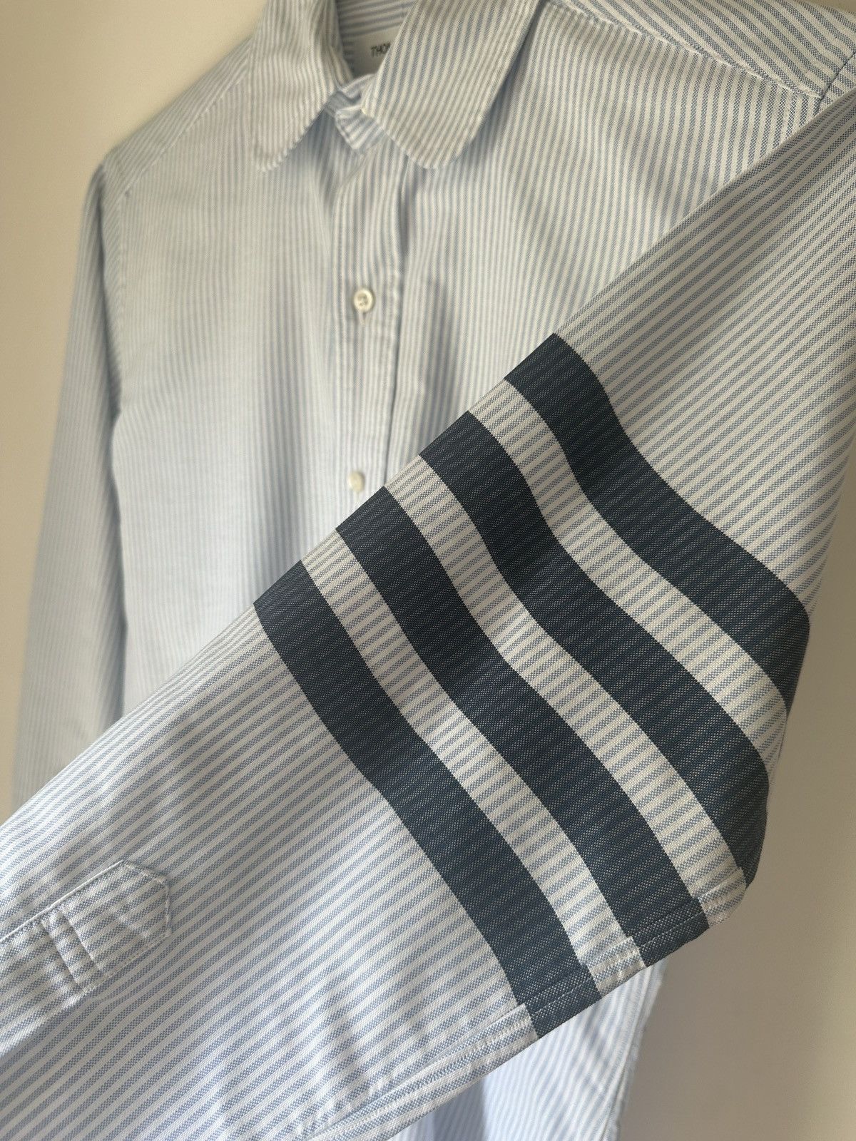 SS2017 Thom Browne Classic Blue 4 Bar Stripe Oxford Shirt - 4