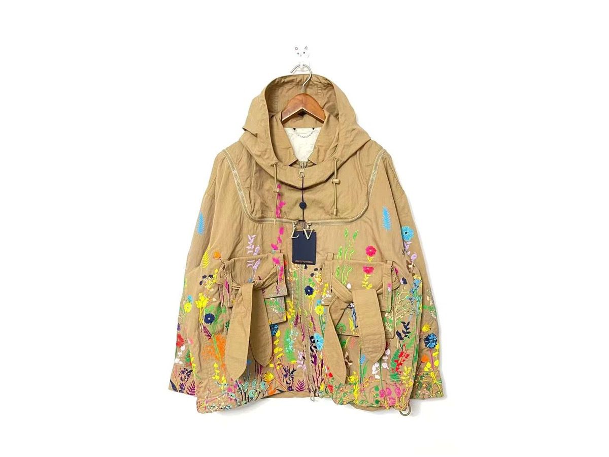 SS20 runway flower embroidered bee keeper parka jacket - 1