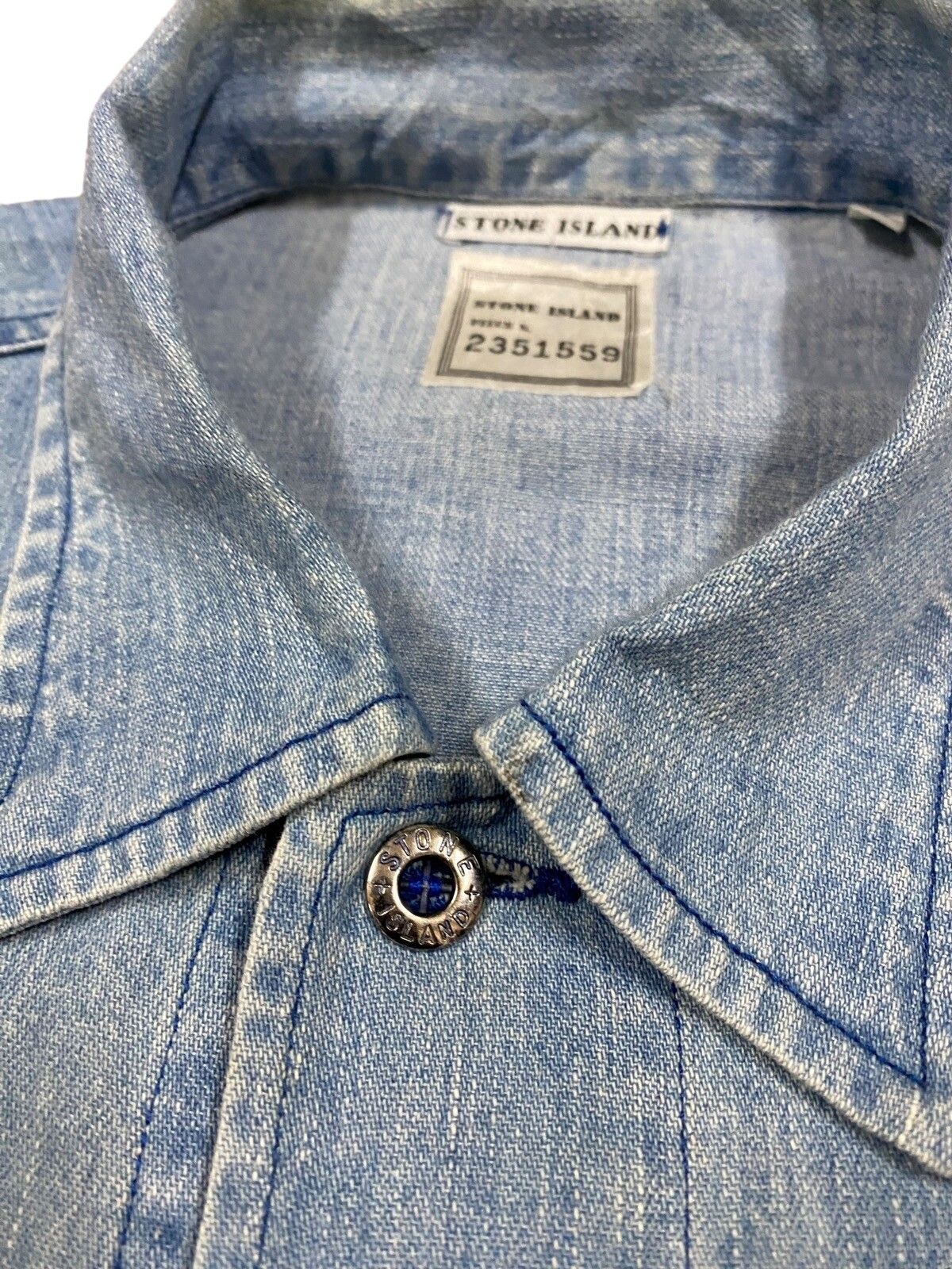 Vtg🔥A/W1995 Stone Island Marina Blue Wash Button Ups Denim - 12