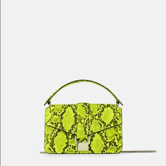 Zara Neon Animal Reptile Snake Print Mini City Bag - 4