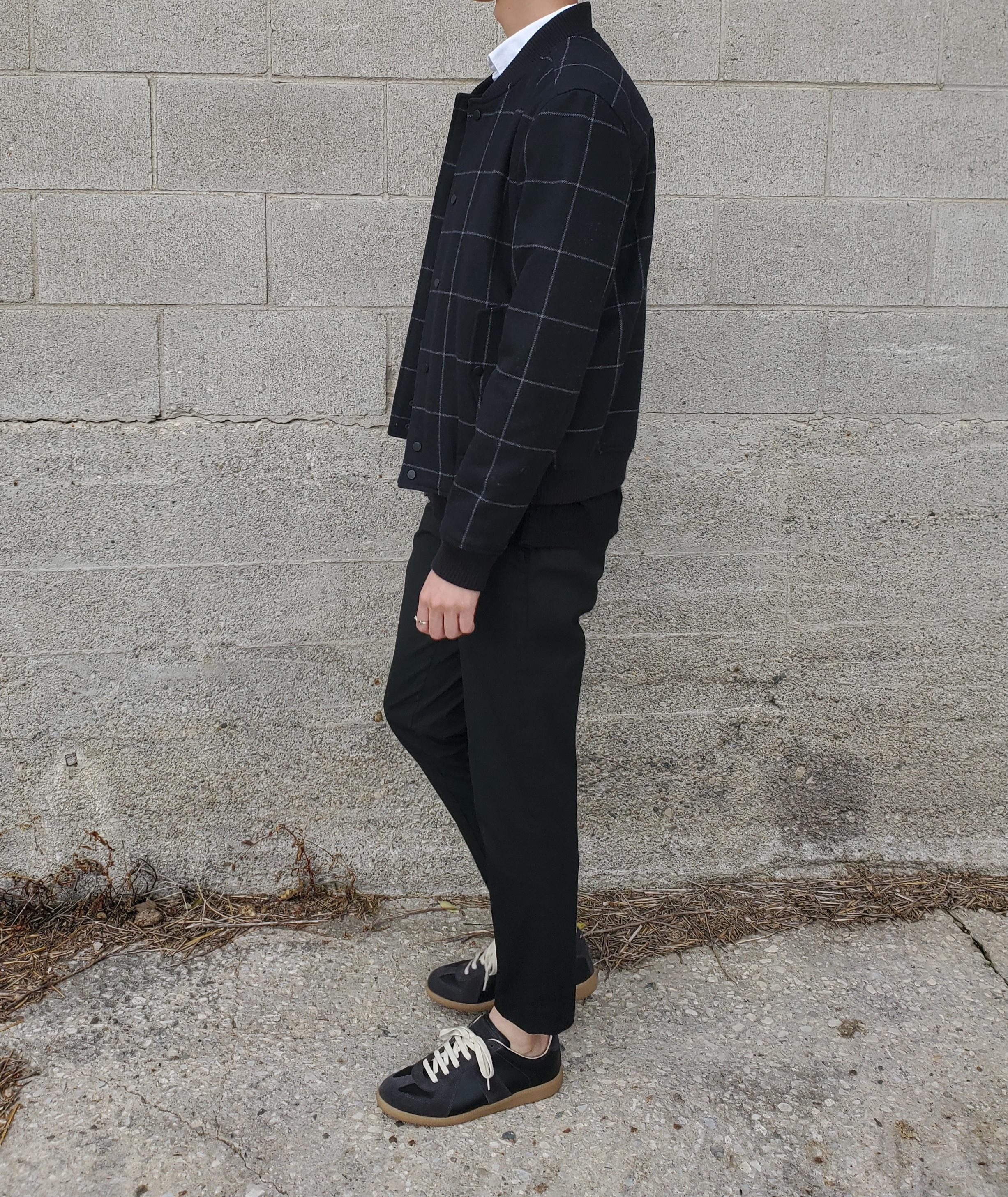All Saints - Black Wool Check Bomber - 5