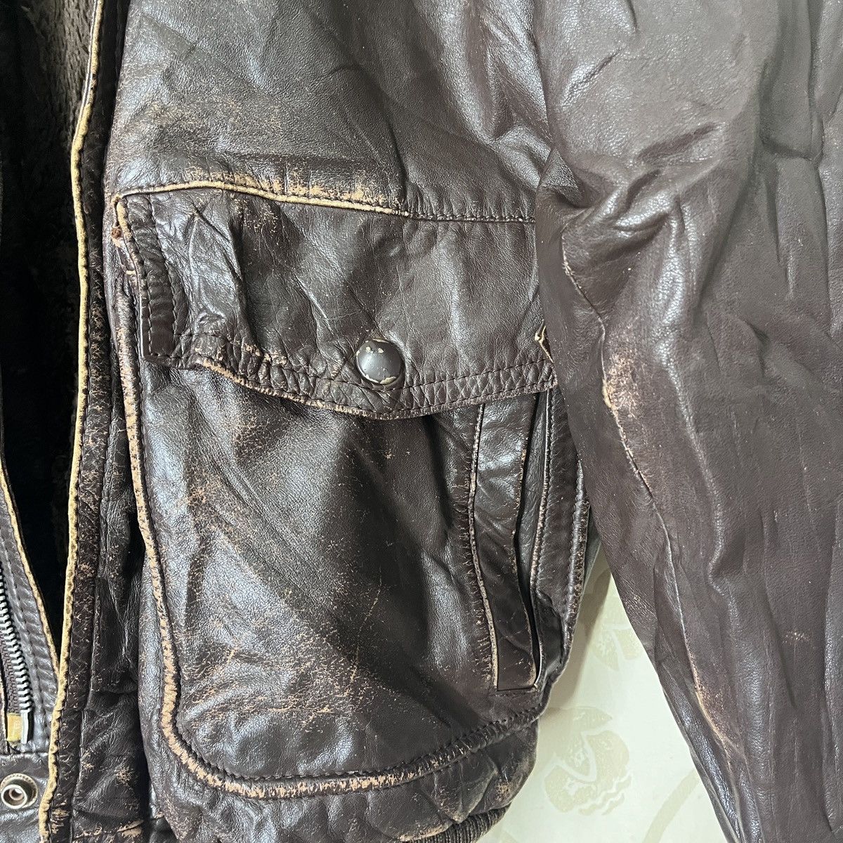 Vintage - Genuine Cowhide Leather Marquis Bomber Jacket Made In Japan - 9
